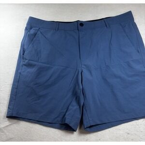 George Shorts Mens 40x8 Performance Polyester Spandex Stretch Flat Front Blue